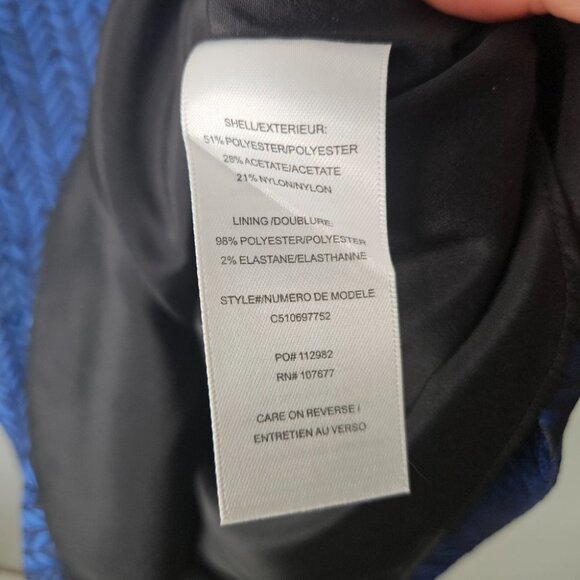 Alice + Olivia Liv Herringbone Jacquard Drop-Waist Dress Blue Black Size 8 Party - Picture 11 of 12